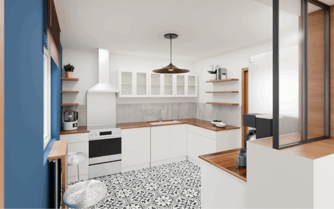 Mme B, Saint Germain la Blanche Herbe – Conseil déco pour la transformation d’une cuisine à peu de frais